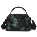 Eslcorri Small Crossbody bags for women Compact Nylon Shoulder Purse Mini Square Everyday Handbag Casual Lightweight Cute Travel Hobo Sling with Top Handle & Adjustable Strap -Bamboo Leaf