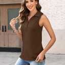 TICTICMISS Women's V Neck Tank Tops Sleeveless Polo Shirts Henley Loose Fit Cute Summer Tees Fashion Trendy Clothes 2026 (Brown, XL)