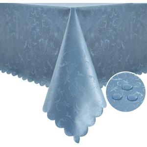 Romanstile Vinyl Tablecloth Rectangle, 100% Waterproof Outdoor Heavy Duty Thick Table Cloth with Flannel Backing, Wipeable Plastic PU Table Cover for Picnic Dining Party (Flower Blue, 60 x 84)