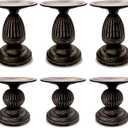 Gold Brass Vintage Candle Holders for Metal Candlestick Holders with Non-Slip Base - Stick Candle Holders for Fireplace, Party, Dining, Home, Wedding Decor (Set of 6Pcs)