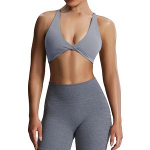 Aoxjox Women's Workout Sports Bras Fitness Metamorph Sienna Twist Bra Yoga Crop Tank (Grey), XS
