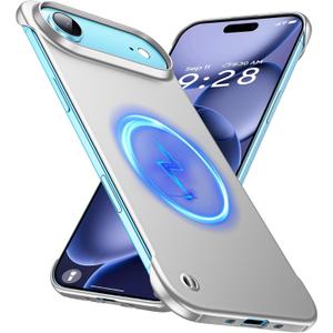 Magnetic Ultra Thin Frosted Designed for iPhone Air Frameless Case 6.5 inch [Compatible with MagSafe] Slim Minimalist Lightweight Matte Hard Cover Protective Borderless Case- Silvery