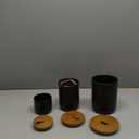 Canisters Set for Kitchen Food Storag of 3 Piece, Airtight Kitchen Canisters for Countertop, Modern Ceramic Jar with Top Handle & Wooden Lid for Coffee Tea Sugar Flour Cookie(Black)