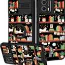 for Moto G Power 5G 2024 Case - Women Girls Cute Phone Cover Girly Pretty Aesthetic Cat and Books Unique Design with Camera Cover and Ring Stand Funda for Motorola G Power 5G 2024