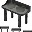 Elevated Dog Food Bowls Stand,3 Adjuastable Heights Raised Dog Feeding Station Splash Proof Pet Bowl Stand for Large Sized Medium Sized Dogs & Pupyy & Cat No Bowl Included - Black