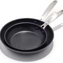 OXO Enhanced 8" and 10" Frying Pan Skillet Set, Healthy Ceramic Nonstick, PFAS-Free, Stainless Steel Handle, Dishwasher Safe, Oven Safe, Black