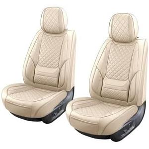 Leather Seat Covers for Cars Breathable Front Seat Covers Waterproof Seat Protectors Universal Fit for Most Automotive Cars SUV Trucks Van (Beige, Front Pair)