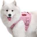 OneTigris Tactical Dog Harness Vest,No-Pull Service Dog Vest with Hook & Loop Panels,Adjustable Dog Vest Harness for Walking Hiking Training(Pink,M)