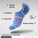 BRISIRA Coolmax Bamboo Viscose Compression No Show Socks Moisture Wicking Cushion Short Low Cut Ankle Athletic Sock for Golf (6-8.5, 3 Pairs Skyblue Heel Grips)