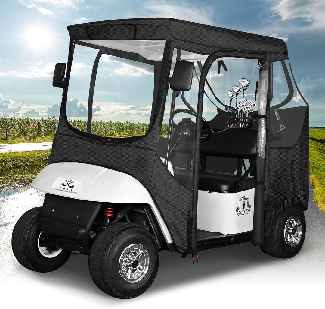 10L0L Golf Cart Enclosure Compatible with EZGO TXT RXV, Golf Cart Cover Waterproof Windproof Portable Transparent Storage Driving 4 Sided Enclosure