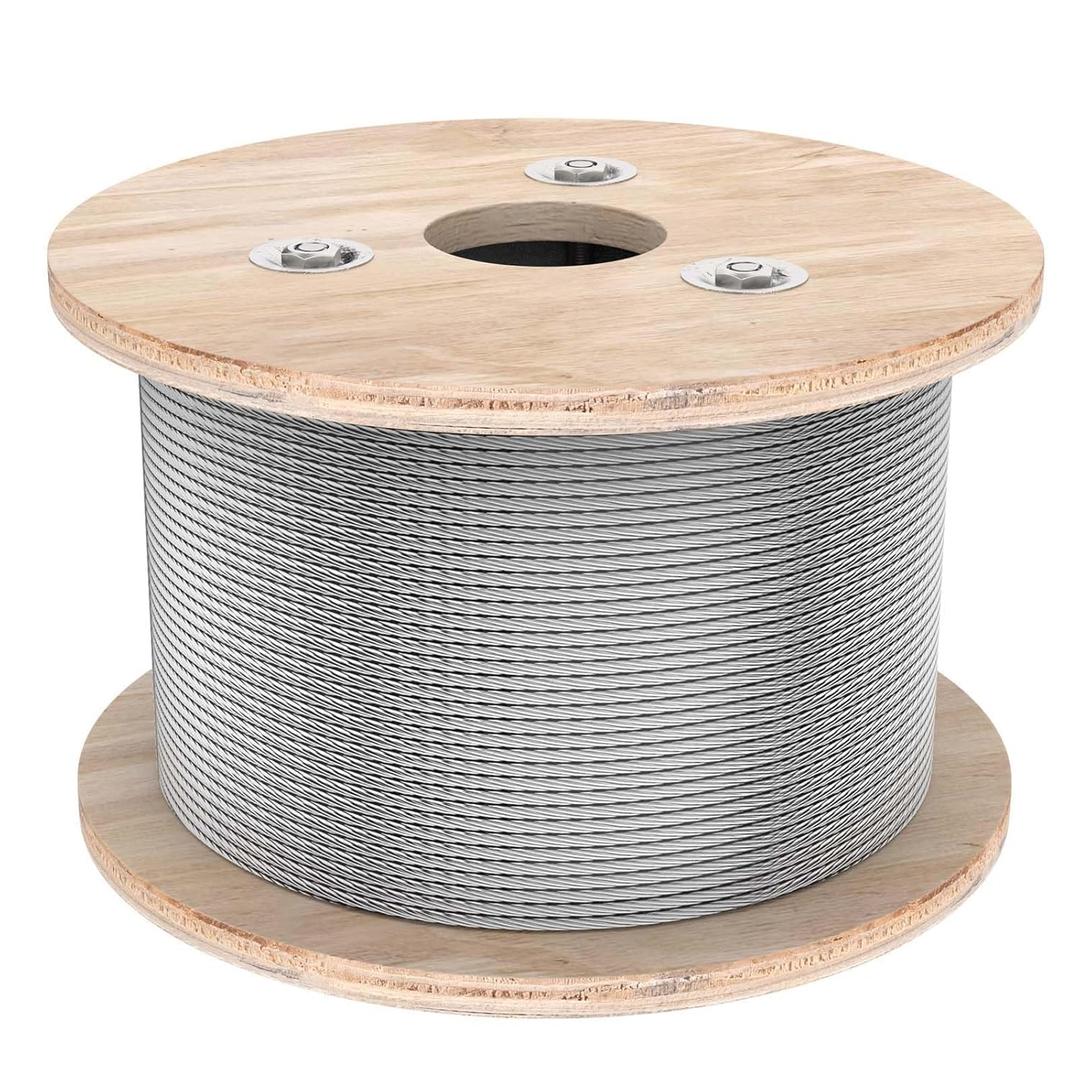 3/16 Stainless Steel Cable, 300ft Wire Rope, 7x19 Strands Aircraft Cable for Deck Cable Railing System, 3700lbs Breaking Strength Marine Grade for Rail, Deck, Clothesline, Yard Zipline