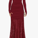 ZESICA Women's Long Sleeve Off Shoulder Bodycon Dresses Fall 2026 Ruched Lace Wedding Guest Cocktail Formal Maxi Dress M