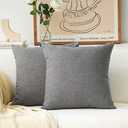Home Brilliant 2 Packs Linen Large Throw Pillows European Shams Big Cushion Covers for Bench, 26 x 26 inch(66cm), Dark Grey