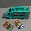 Transport Car Carrier Truck Toy for Kids 3 4 5 Years Old, 50In Ejection Race Track with 8 Cars, Sound & Light, Best Birthday Gift Vehicle Toys Set for Boys and Girls