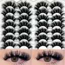 etokdos Mink Lashes Fluffy 20mm Long Dramatic Lashes Pack 25mm Big Lash Strips Volume Faux Mink Thick Eyelashes D Curl False Eyelashes Bulk