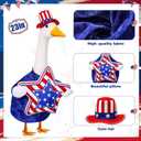 4th of July Porch Goose Outfit for 23" 250th Anniversary Patriotic Stars Goose Costume Memorial Independence Day Geese Clothes for Lawn Patio Yard Outdoor Garden Decoration