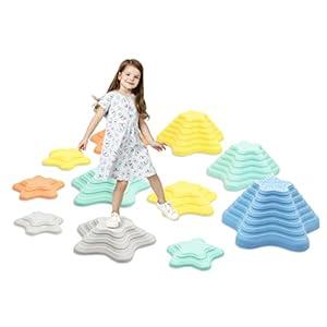Stepping Stones for Kids 11Pcs Anti-skidding Stepping Stones Set Balance Blocks Indoor & Outdoor Kids Fitness Equipment Promotes Balance Coordination & Strength(Star)