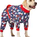 LovinPet Dog Christmas Pajamas Large - Long Sleeve Shirts for Big Dogs Holiday Costume, Lightweight Pullover, A Gnome to Fa La in Navy, Large Dog Pjs, Pitbull Clothes, Pjs for Dogs, XMAS Outfit Xlarge