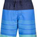 Hurley Boys' Pull on Swim Trunks (Small, Neptune Blue/Striped)