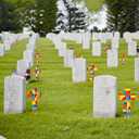 12 Pcs Memorial Cross for Cemetery Grave Stake Religious Bright Cross Yard Signs He is Risen Outdoor Decorations for Memorial Day Veterans Cemetery Headstones Grave Decor