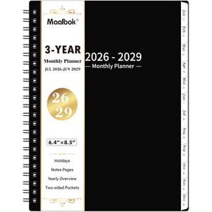 2026-2029 Monthly Planner/Calendar - 3 Year Monthly Planner 2026-2029, July 2026 - June 2029, 6.4" x 8.5", 36 Months Planner with Tabs, 30 Notes Pages, Double-Side Pocket, Holidays, Julian Dates