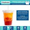 Freshware 12 oz Clear Disposable Plastic Cups with Flat Lids and Straws, 100 Pack Clear Plastic Cups Tumblers, Heavy-duty Party Glasses, Disposable Cups for Thanksgiving, Halloween, Christmas Party