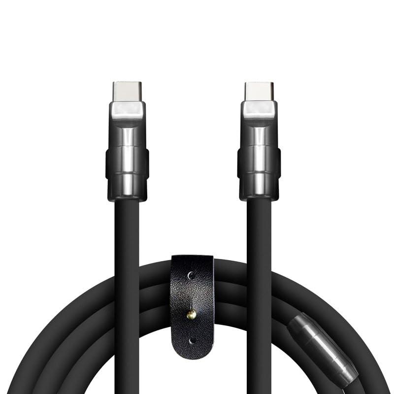 Black Chubby - Special Black Samurai Edition Durable 240W Fast Charging Cable Ultra-Thick Silicone USB C Cable for iPhone 16/15 Series iPad MacBook Galaxy Series, Type C to Type C, 0.32FT