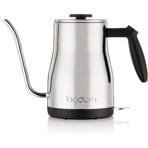 Bodum 34oz Bistro Gooseneck Electric Water Kettle, Pour Over Coffee & Tea, Brushed Stainless Steel