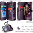 Defencase Compatible with Samsung Galaxy S23 Case Wallet with RFID Blocking Card Holder for Women Men, Soft PU Leather Magnetic Snap Flip Zipper Strap Wallet Phone Case Fit for Galaxy S23 6.1", Purple