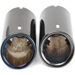 Pair Car Tail Exhaust Tip Pipes Titanium Black For BMW E90 E92 325 328i 3 Series 2006-2010 Stainless Steel