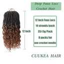 Deep Faux Locs Crochet Hair 12 Inch 8 Packs Goddess Locs Crochet Hair Pre Looped Curly Crochet Hair for Black Women Soft Locs Crochet Braids with Curly Ends (Black mixed Dark Brown)