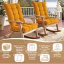 Rocking Chair Cushion Set - 2-Piece Tufted with Ties, Non-Slip High Back Chair Pads for Adirondack Nursery Porch Rockers