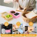 KITHELP Reusable Snack Containers with Lids, 2 Compartment Silicone Snack Prep Containers with Spoons and Forks, Double Compartment Condiment Box Salad Sauc for Portion Control, Travel4 pack