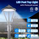 LED Post Top Light 75/100/150W Adjustable 19500 LM 3000/4000/5000K LED Circular Area Light Outdoor Pole Lights with Photocell, IP67 Parking Lot Lights Fixture Commercial Lighting, 100-277V