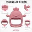 4 x Teething Toys for Babies 0-6 months BPA Free, Never Drop Teether Baby Chew Toys for Teething Relief, Silicone Teether Pacifier Baby Teething Toys Newborn 0-3 Months for Sucking Needs, Infant Toys-Pink