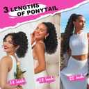 QGZ Drawstring Ponytail Extension 14 Inch Synthetic Wavy Curly Hair for Black Women Fluffy Ponytail Hair Extensions for Daily Use (Black Brown)