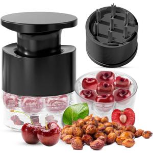 7-Hole Cherry Pitter, Hand Push Cherry Pitter Tool Pit Remover, Must Have Cherry Seed Remover, Quickly Pitting Cherries for Cherry Jam, Pies (Black)