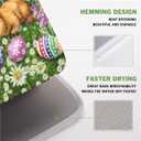 Easter Bunnies Eggs Dish Drying Mat for Kitchen Counter,Spring Colorful Flowers Drying Mat 16 x 18 Inch with High Absorbent Microfiber Drainer Mat for Coffee Bar