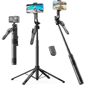 ORICO 73" Aluminum iPhone Tripod for Video Recording, Portable Tripod & Selfie Stick, 4-Leg Base, 360 Rotatable Handle, Wireless Remote, Extendable Stand for iPhone/Android/Camera/GoPro - SPN185