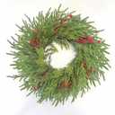 26 inch Large Norfolk Pine Christmas Wreaths for Front Door, Artificial Christmas Wreath with Red Berries for Outdoor Indoor Mantle, Wall, Window, Xmas Holiday Winter Decor