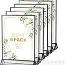 Acrylic Sign Holder 8.5X11 Black Picture Frame Double-Sided Acrylic Frames for Wedding Table Numbers Photo Frames Flyers Menu with Removable Sticky Dots-6 Pack
