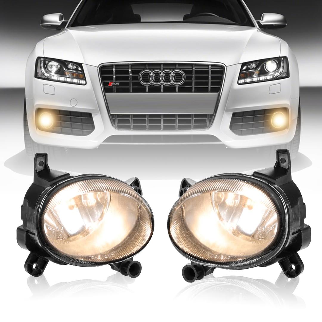 PAANLOK SAE J583 Fog Lights for Audi A4/A5/A6/Q3/S5/S6 & VW CC 2008-2018 - Direct Replacement Fog Lamps with OE Fitment (Smoke)
