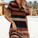 WIHOLL Dresses for Women 2025 Casual Summer V Neck Wedding Guest Dress Short Sleeve Fashion Beach Vacation Clothes (M)