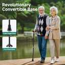 Walking Cane for Men/Women, with LED Light, Convertible Base, Height Adjustment and Foldable Walking Stick, with Integrated Stand-Assist Handle& Ergonomic Contoured Grip for Senior