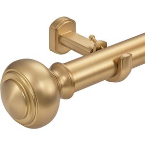 Heavy Duty Curtain Rods, 1 1/4 Inch Diameter Curtain Rod for Window 48-84Inch(4-7ft), Telescoping Large Drapery Rod with Adjustable Modern Brackets, Warm Gold