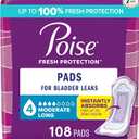 Poise Incontinence Pads for Women, 4 Drop, Long, 108 ct
