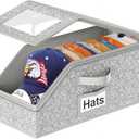 Hat Organizer for Baseball Caps,Holds up to 12 Caps Hat Organizer for Closet, Sturdy Stackable Storage for Men with Clear Lid, Flip-Top Access, Space-Saving Hat Box for Closet, Breathable Fabric