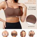 Strapless Bra for Women Wireless Padded Bandeau Bra Seamless Non-Slip Silicone Tube Top Push Up Bralette (Brown, M)