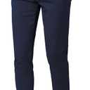 Plaid&Plain Men's Skinny Stretchy Khaki Pants Colored Pants Slim Fit Slacks Tapered Trousers (Navy Blue, 32W x 28L)