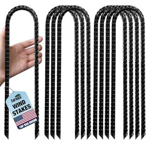 Eurmax USA 12" Windproof Trampoline Stakes,Rust-Proof Galvanized Steel U-Shape Ground Anchor,Commercial Tent Stakes for High Winds,Secure Anti-Flip Tie Down for Soccer Goals,Swing Sets,Fences&Playsets, PCS 8